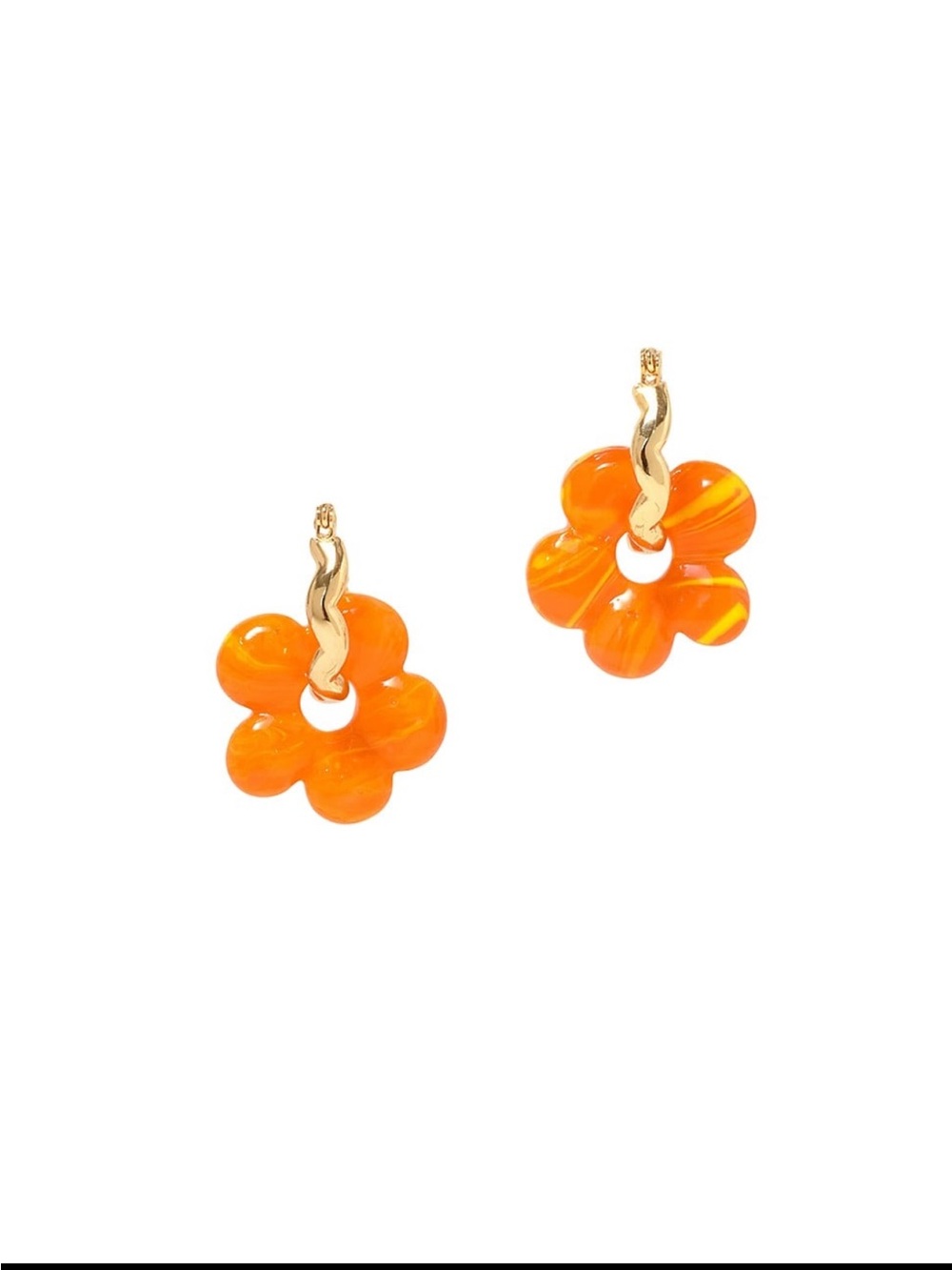 Mignonne Gavigan- Aya 14K-Gold Plated & Glass Flower Drop Earrings- Orange Gold